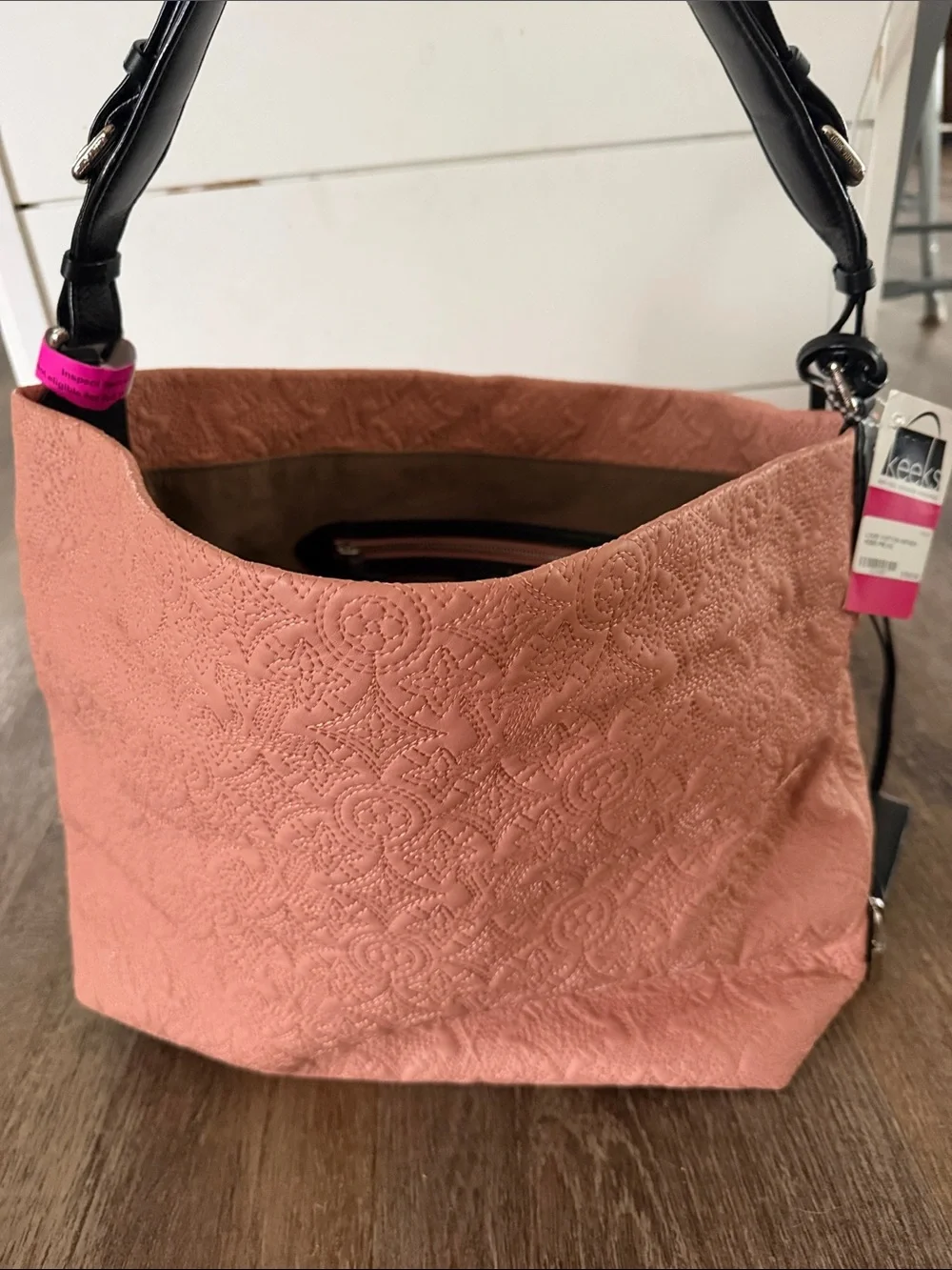Louis Vuitton Coral Quilted Shoulder Bag with Black Trim